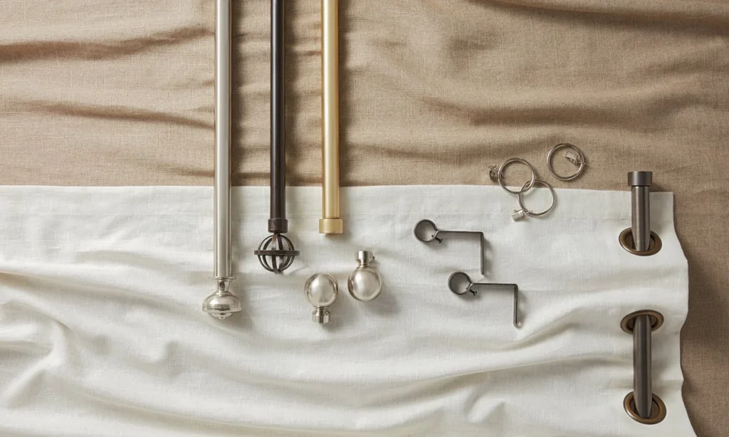 Curtain rods with hooks