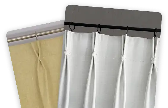 Pinch pleat curtains on rail