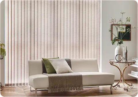 Vertical blinds in living room