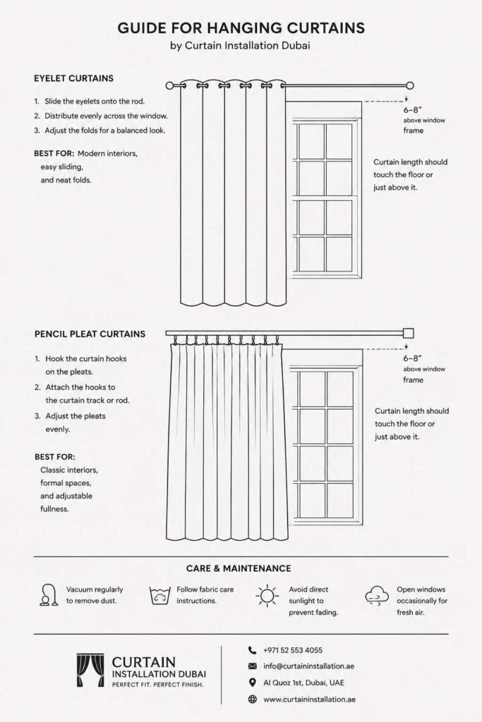 Where Should Curtain Rod Brackets Be Placed? Curtain Installation Dubai