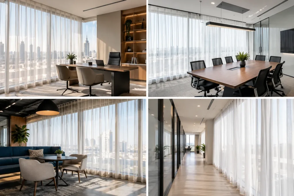 Sheer curtains for offices