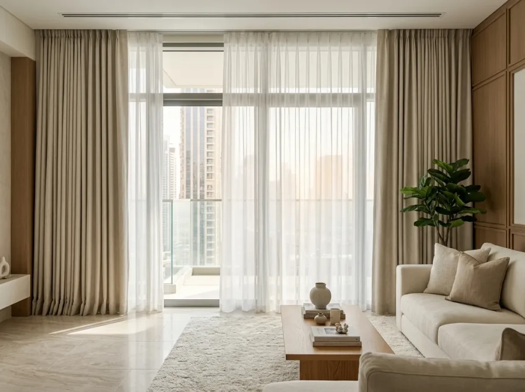 Modern apartment living room curtains